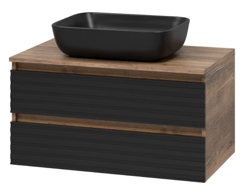Тумба под раковину MISTY Brevita Dakota - 80 подвесная (черная)