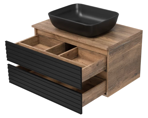 Тумба под раковину MISTY Brevita Dakota - 80 подвесная (черная)