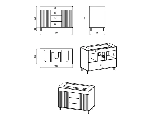 Тумба под раковину Brevita Enfida - 100 (черная)