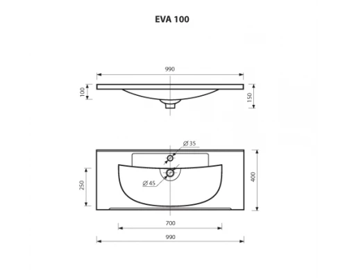 Умывальник мебельный"EVVA -100" D Р-Евв14100-Д