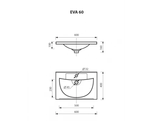Умывальник мебельный"EVVA - 60" D Р-Евв14060-Д