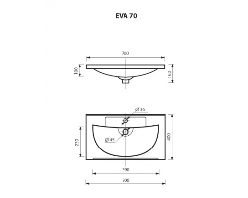 Умывальник мебельный"EVVA - 70" D Р-Евв14070-Д