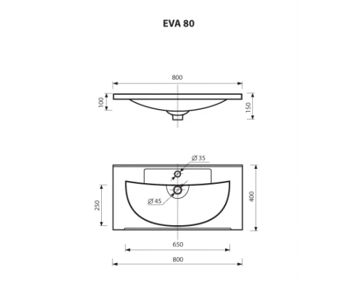 Умывальник мебельный"EVVA - 80" D Р-Евв14080-Д