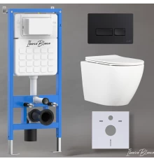 Комплект 3в1 IBERICA BLANCA инсталляция SILENCIO, унитаз BILBAO ALTO белый, кнопка смыва ESTI-R черный матовый (IB001.BLA.231.212)