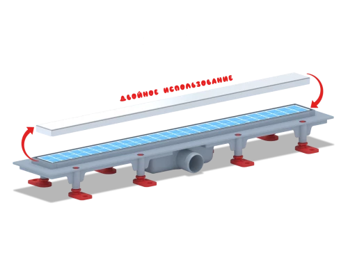 "Мол"Трап пластиковый линейный сухой 650Х62,диаметр выпуска 40мм,под кладку плитки ANI PLAST