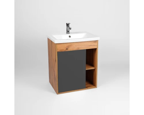 Тумба под раковину VIANT БОСТОН 50 подвесная графит/дуб вотан (VBOS50COG-T1STP)