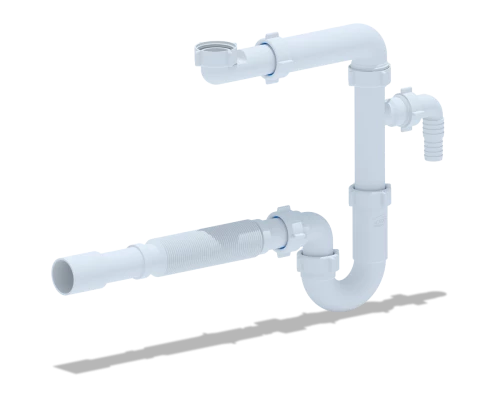 Сифон для умывальника 1 1/4 х 32 с отвод. для ст.машин.без выпуска с гиб.труб. 32х32/40мм, ANI PLAST