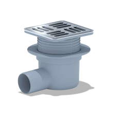 Трап сух. гориз. выпуск 50 рег. решетка нержавейка 120*120 (с металлической окантовкой), ANI PLAST