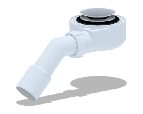 Сифон для душевого поддона 1 1/2*50 h=55мм хром,клик-кла,грибок,сетка,перех.труб.45°40*50, ANI PLAST