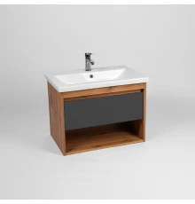 Тумба под раковину VIANT БОСТОН 50 подвесная графит/дуб вотан (VBOS50COG-T1YP)