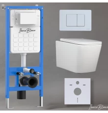 Комплект 3в1 IBERICA BLANCA инсталляция SILENCIO, унитаз TOLEDO ALTO белый, кнопка смыва INOX-C белый матовый (IB001.TLA.234.111)