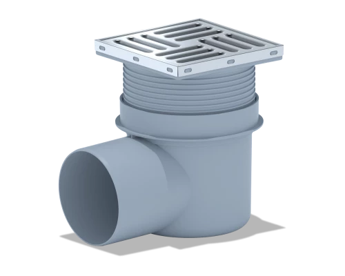 Трап горизонтальный регулируемый, с выпуском 110мм., с решеткой из нержавеющей стали 15х15см., ANI P