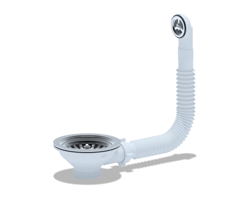 ANI Перелив гибкий для мойки 3 1/2", с круглым вертикальным корпусом, ANI PLAST