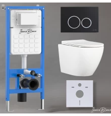 Комплект 3в1 IBERICA BLANCA инсталляция SILENCIO, унитаз BILBAO ALTO белый, кнопка смыва ESTI-O черный матовый (IB001.BLA.231.822)