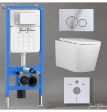 Комплект 3в1 IBERICA BLANCA инсталляция SILENCIO, унитаз TOLEDO ALTO белый, кнопка смыва INOX-O хром глянцевый (IB001.TLA.234.8131)