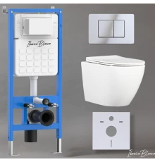 Комплект 3в1 IBERICA BLANCA инсталляция SILENCIO, унитаз BILBAO ALTO белый, кнопка смыва INOX-C хром глянцевый (IB001.BLA.231.1131)