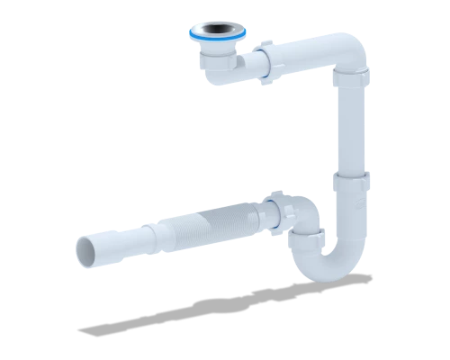 Сифон для умывальника 1 1/4 х 32 с гиб.труб.32х32/40, нерж.реш. 65мм.отвод для  быт.тех. , ANI PLAST