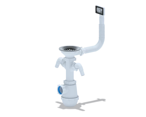 Сифон Ани Грот 3 1/2"* 40 с 2 отв. с/м с переливом мойки, ANI PLAST