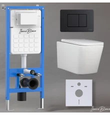 Комплект 3в1 IBERICA BLANCA инсталляция SILENCIO, унитаз TOLEDO ALTO белый, кнопка смыва INOX-C черный матовый (IB001.TLA.234.112)