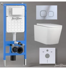 Комплект 3в1 IBERICA BLANCA инсталляция SILENCIO, унитаз TOLEDO ALTO белый, кнопка смыва ESTI-Q хром глянцевый (IB001.TLA.234.833)