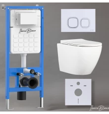 Комплект 3в1 IBERICA BLANCA инсталляция SILENCIO, унитаз BILBAO ALTO белый, кнопка смыва ESTI-Q белый глянцевый (IB001.BLA.231.831)