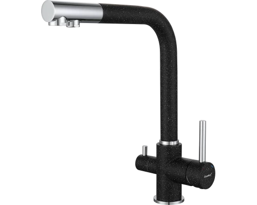 GF Смеситель для кухни, Г-обр. D-35мм с краном питьевой воды (черный)