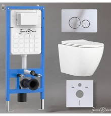 Комплект 3в1 IBERICA BLANCA инсталляция SILENCIO, унитаз BILBAO ALTO белый, кнопка смыва INOX-O хром глянцевый (IB001.BLA.231.8131)