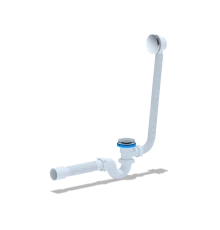 Сифон Ани для ванны клик-клак, грибок, с выпуском и переливом с трубой 40/50 прямоточный, ANI PLAST