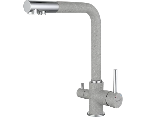 GF Смеситель для кухни, Г-обр. D-35мм с краном питьевой воды (серый)