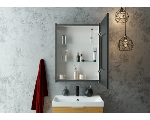 Зеркало-шкаф Mirror Box black Led 600х800