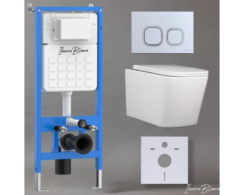 Комплект 3в1 IBERICA BLANCA инсталляция SILENCIO, унитаз TOLEDO ALTO белый, кнопка смыва ESTI-Q хром матовый (IB001.TLA.234.834)