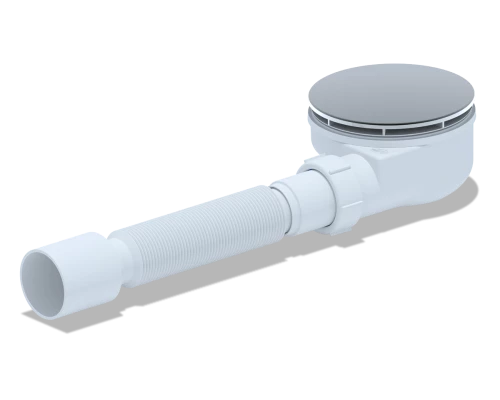Сифон для душевого поддона 1 1/2*90, h53 мм, с гибкой трубой 375*40*50(вальцовка), ANI PLAST