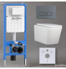 Комплект 3в1 IBERICA BLANCA инсталляция SILENCIO, унитаз TOLEDO ALTO белый, кнопка смыва ESTI-R серый матовый (IB001.TLA.234.218)