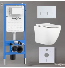 Комплект 3в1 IBERICA BLANCA инсталляция SILENCIO, унитаз BILBAO ALTO белый, кнопка смыва ESTI-R белый глянцевый (IB001.BLA.231.211)