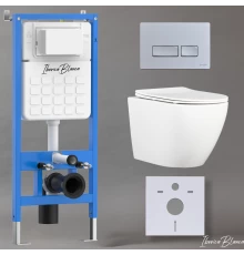 Комплект 3в1 IBERICA BLANCA инсталляция SILENCIO, унитаз BILBAO ALTO белый, кнопка смыва ESTI-R хром матовый (IB001.BLA.231.214)