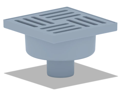 Трап сухой, верт. вып.50 н/рег. решетка пластик 150х150 , ANI PLAST