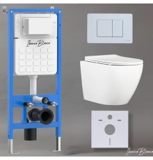 Комплект 3в1 IBERICA BLANCA инсталляция SILENCIO, унитаз BILBAO ALTO белый, кнопка смыва INOX-C белый матовый (IB001.BLA.231.111)