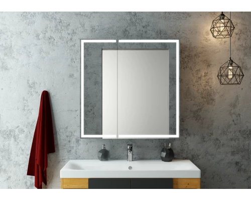 Зеркало-шкаф Mirror Box black Led 800х800