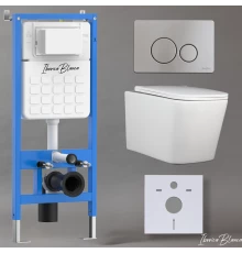 Комплект 3в1 IBERICA BLANCA инсталляция SILENCIO, унитаз TOLEDO ALTO белый, кнопка смыва INOX-O хром матовый (IB001.TLA.234.8132)