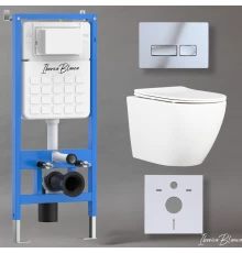 Комплект 3в1 IBERICA BLANCA инсталляция SILENCIO, унитаз BILBAO ALTO белый, кнопка смыва ESTI-R хром глянцевый (IB001.BLA.231.213)