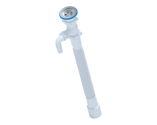 ANI Сифон гофрированный 1 1/2"*40/50мм., удлиненный с отводом для стиральной машины (длина мин-800мм