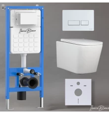 Комплект 3в1 IBERICA BLANCA инсталляция SILENCIO, унитаз TOLEDO ALTO белый, кнопка смыва ESTI-R белый глянцевый (IB001.TLA.234.211)
