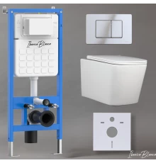Комплект 3в1 IBERICA BLANCA инсталляция SILENCIO, унитаз TOLEDO ALTO белый, кнопка смыва INOX-C хром глянцевый (IB001.TLA.234.1131)