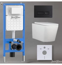 Комплект 3в1 IBERICA BLANCA инсталляция SILENCIO, унитаз TOLEDO ALTO белый, кнопка смыва ESTI-R черный матовый (IB001.TLA.234.212)