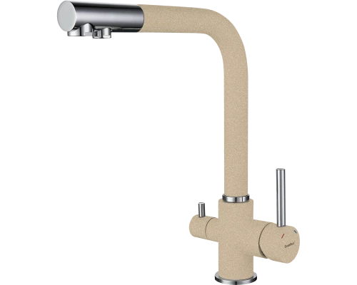 GF Смеситель для кухни, Г-обр. D-35мм с краном питьевой воды, кашемир