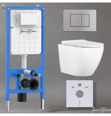 Комплект 3в1 IBERICA BLANCA инсталляция SILENCIO, унитаз BILBAO ALTO белый, кнопка смыва INOX-C хром матовый (IB001.BLA.231.1132)