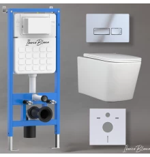 Комплект 3в1 IBERICA BLANCA инсталляция SILENCIO, унитаз TOLEDO ALTO белый, кнопка смыва ESTI-R хром глянцевый (IB001.TLA.234.213)