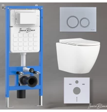 Комплект 3в1 IBERICA BLANCA инсталляция SILENCIO, унитаз BILBAO ALTO белый, кнопка смыва ESTI-O хром глянцевый (IB001.BLA.231.824)