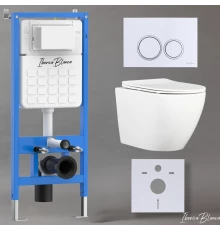 Комплект 3в1 IBERICA BLANCA инсталляция SILENCIO, унитаз BILBAO ALTO белый, кнопка смыва ESTI-O белый глянцевый (IB001.BLA.231.821)