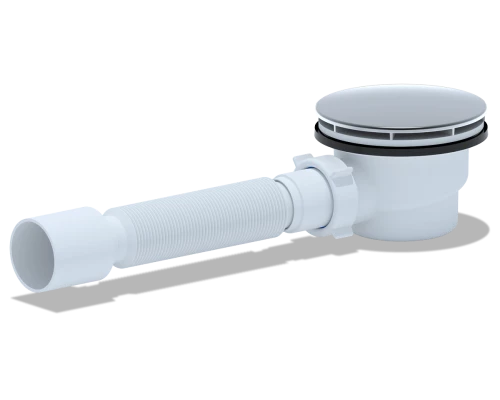 Cифон для душевого поддона 1 1/2*90 h65 c гибкой трубой 375*40*50(вальцовка), ANI PLAST